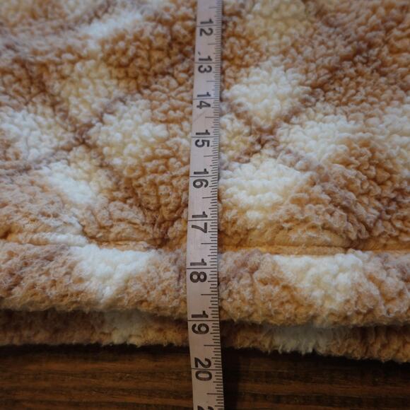 Hollister Sweater XS Tan Cream Argyle Sherpa Fleece Quarter Zip Cozy Sweatshirt - Picture 7 of 10